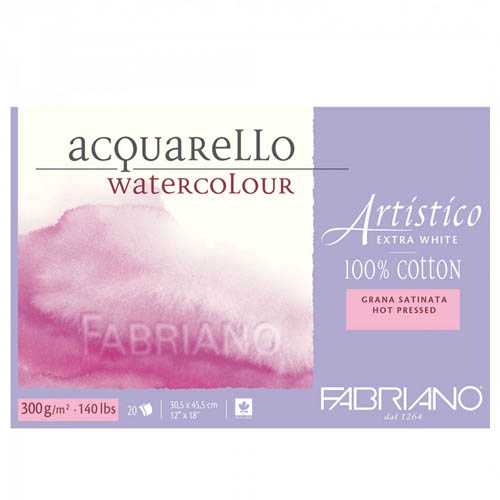 Fabriano Artistico Block 300gsm/140lb Hot Pressed: 9x12in Fabriano Artistico Block 300gsm/140lb Hot Pressed: 9x12in