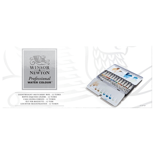 Winsor & Newton Professional Watercolour 12 x 5ml Tubes Lightweight Sketchers Box