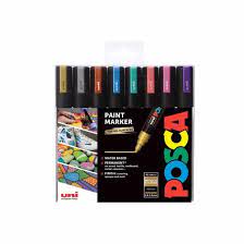 Posca Pen Set Medium Bullet Tip 8 Metallic Colours