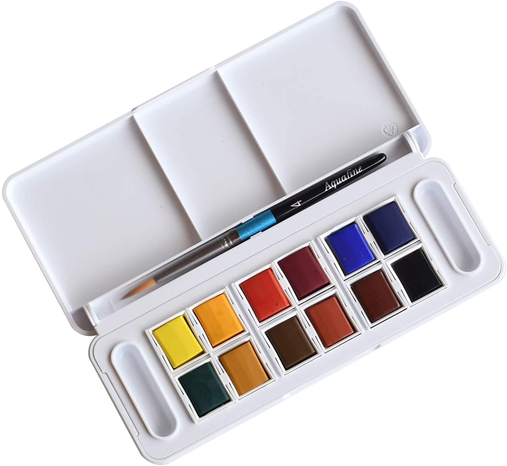 Daler Rowney Aquafine Watercolour Travel Set 12 Half Pans
