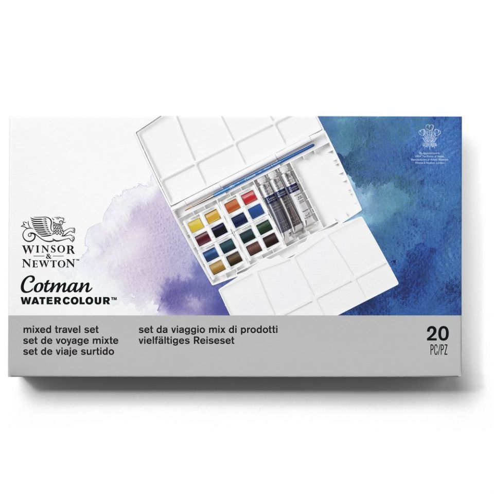Winsor & Newton Cotman Watercolours Painting PLUS Half Pan and Tube