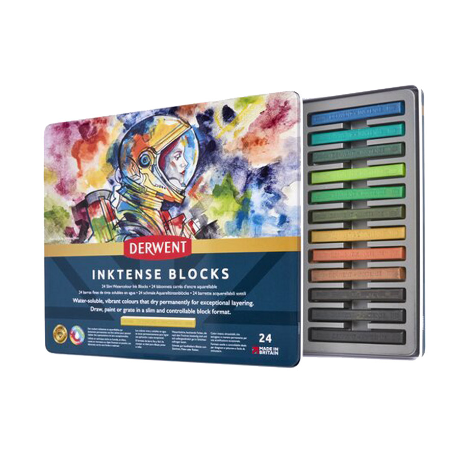 A tin of 24 Derwent Inktense blocks