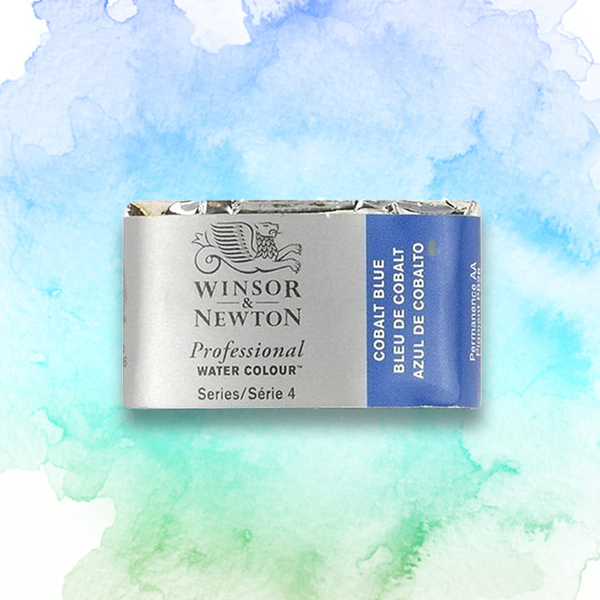 A single block of blue Winsor & Newton half pan pa